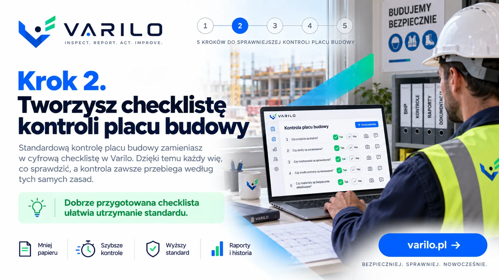 Krok 2. Tworzysz checklistę kontroli placu budowy w systemie Varilo