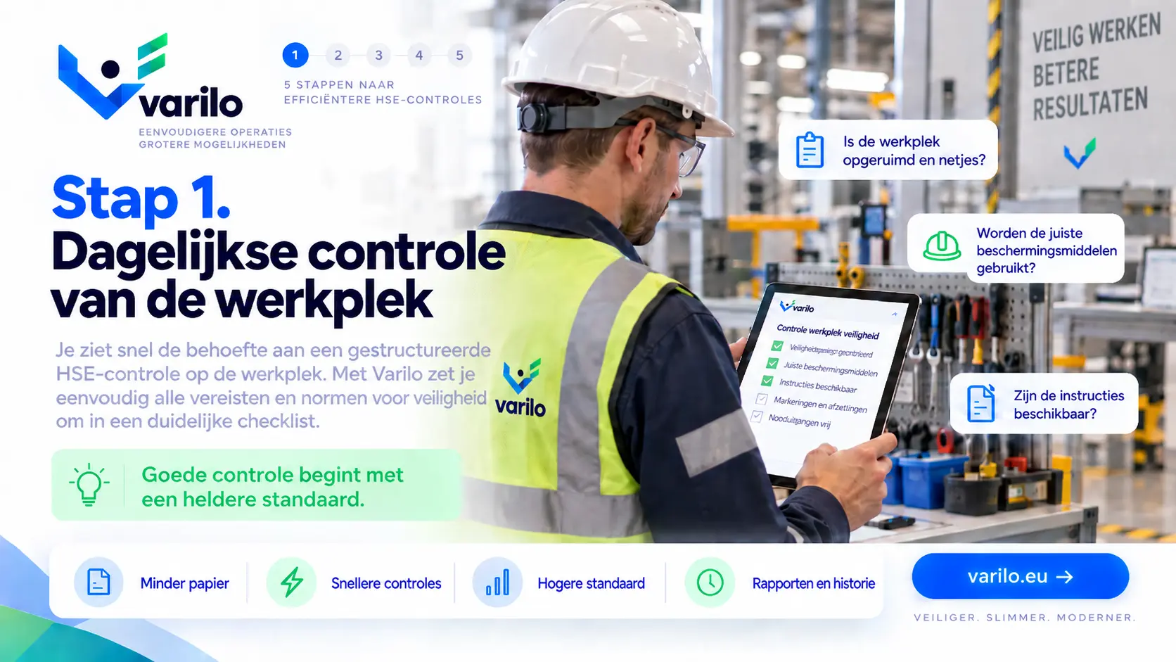 Stap 1. Dagelijkse controle van de werkplek — een duidelijke standaard voor HSE-controles