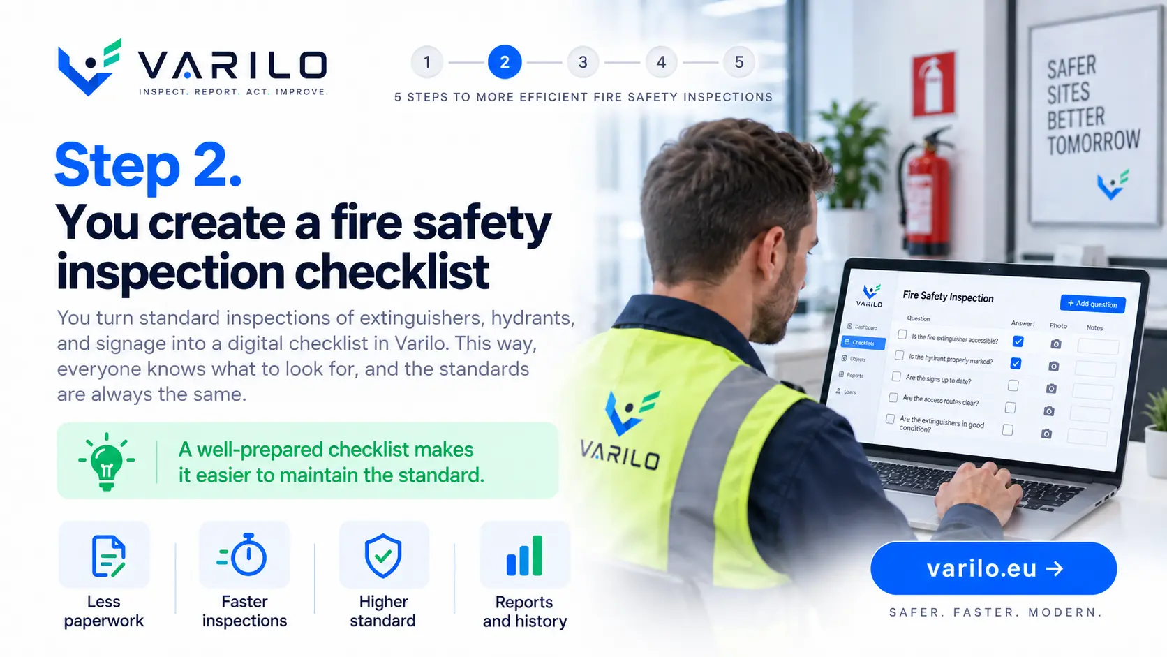 Step 2. You create a fire safety inspection checklist in Varilo
