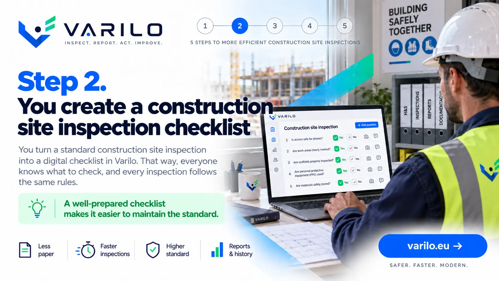 Step 2. You create a construction site inspection checklist in Varilo