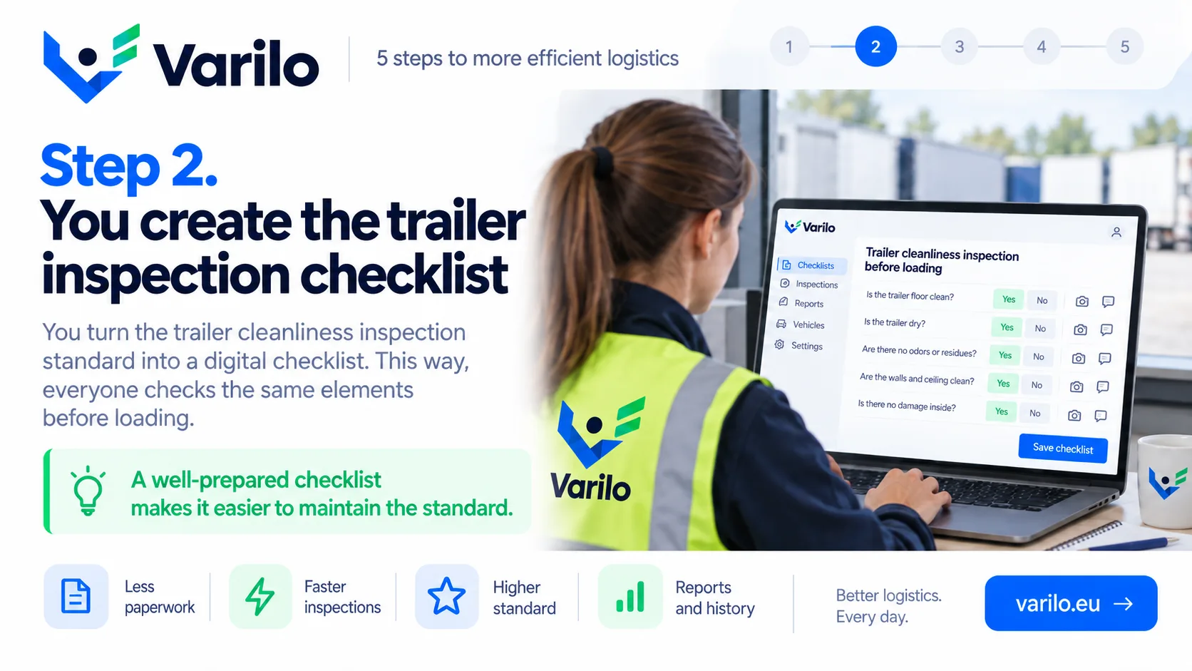 Step 2. You create the trailer inspection checklist in Varilo