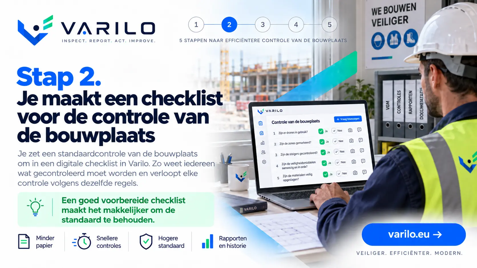 Stap 2. Je maakt een checklist voor de controle van de bouwplaats in Varilo