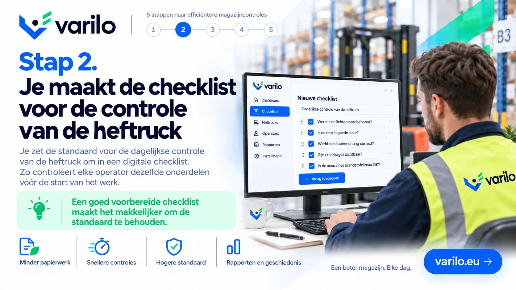 Stap 2. Je maakt de checklist voor de heftruckcontrole in het Varilo-systeem